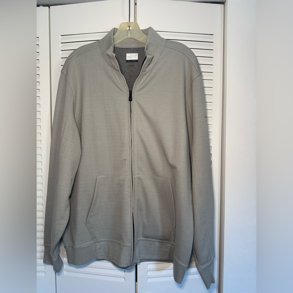 Greg Norman Collection Men's Light Gray Zip-Up Sweater large
